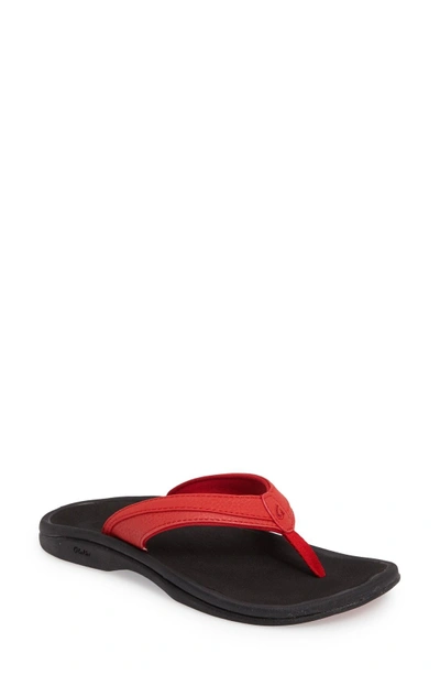 Shop Olukai Ohana Sandal In Ohia Red Faux Leather