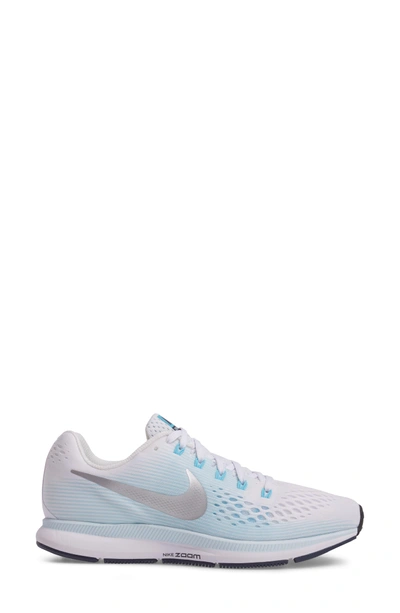 Shop Nike Air Zoom Pegasus 34 Running Shoe In White/ Silver/ Blue