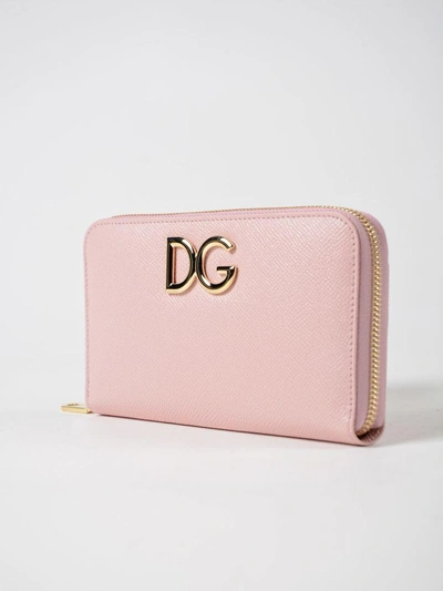 Shop Dolce & Gabbana Logo Plaque Zip Around Wallet In 8hrosa Carne 2