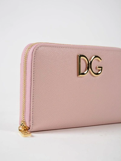 Shop Dolce & Gabbana Logo Plaque Zip Around Wallet In 8hrosa Carne 2