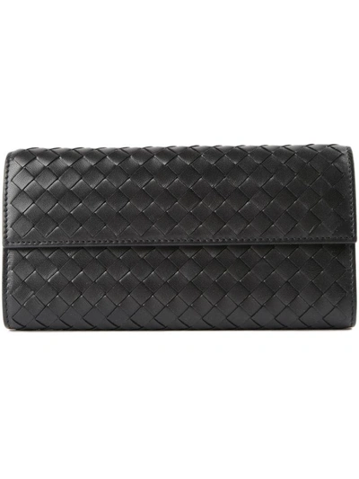 Shop Bottega Veneta Woven Wallet In Black
