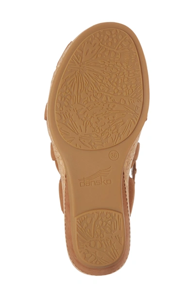 Shop Dansko Cecily Caged Wedge Sandal In Camel Milled Nubuck Leather