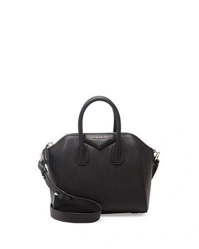 Shop Givenchy Antigona Mini Sugar Leather Satchel Bag In Black