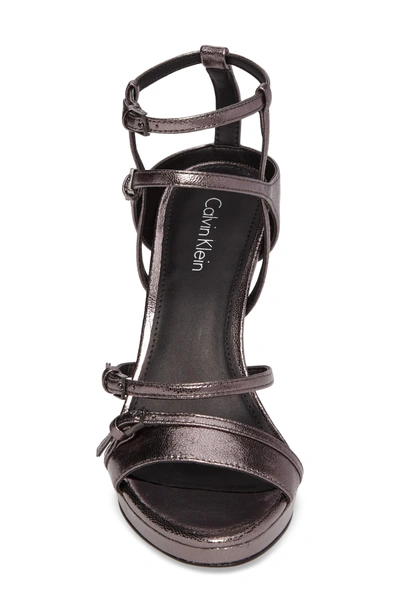 Shop Calvin Klein Shantell Strappy Platform Sandal In Gunmetal Leather