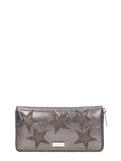 Shop Stella Mccartney Star Patch Zipped Wallet In Silver
