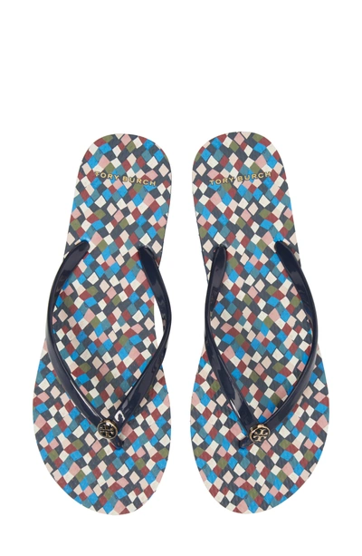 Shop Tory Burch Thin Flip Flop In Navy Prism Mini