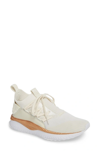 Shop Puma Tsugi Jun Knit Sneaker In White/ White/ Rose Gold