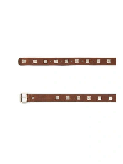 Shop Massimo Alba Studded Leather Mike Belt In Moro|marrone