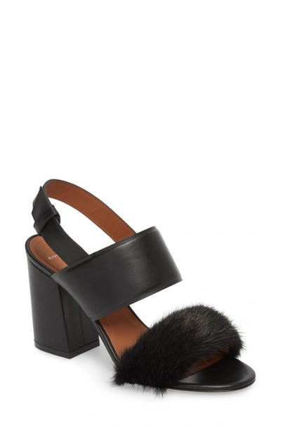 Shop Givenchy Genuine Mink Flared Heel Sandal In Black