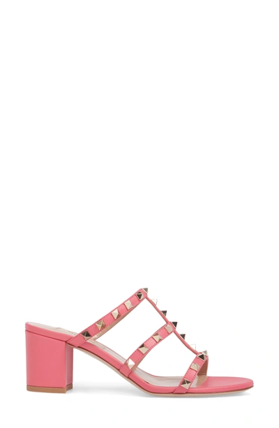 Shop Valentino Rockstud Slide Sandal In Shadow Pink