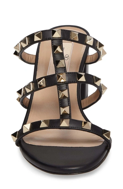 Shop Valentino Rockstud Slide Sandal In Black Leather