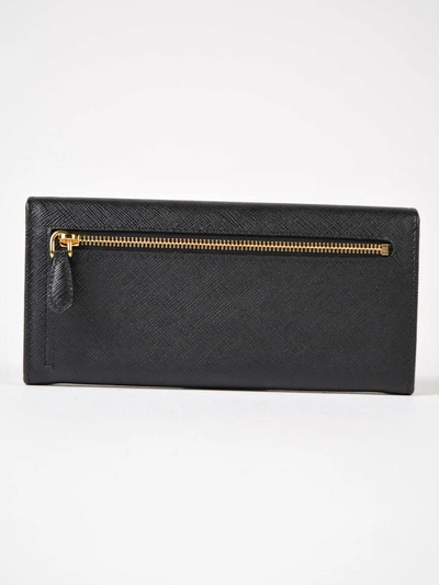 Shop Prada Saffiano Multicolor Wallet In 61h Nero+ibisco