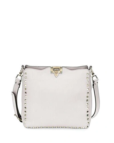 Shop Valentino Rockstud Small Hobo Bag In White