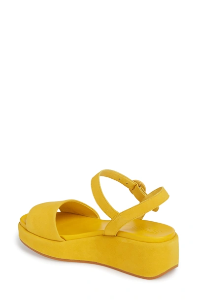 Shop Camper Misia Platform Wedge Sandal In Medium Yellow Suede