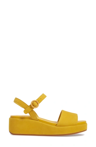 Shop Camper Misia Platform Wedge Sandal In Medium Yellow Suede
