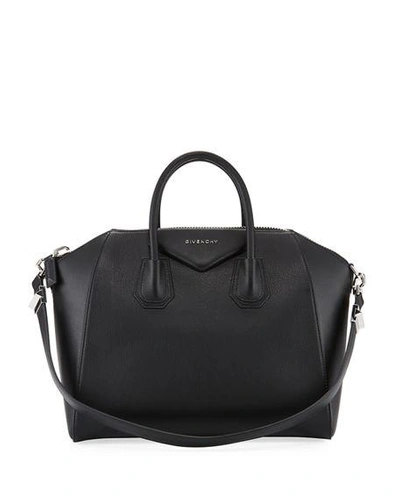 Shop Givenchy Antigona Medium Grained Leather Bag In Black