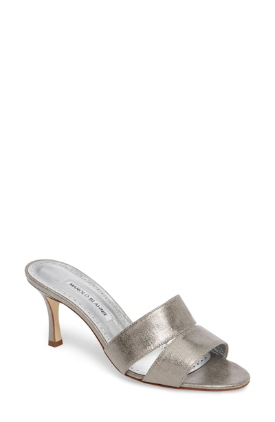 Shop Manolo Blahnik Iacopo Mule Sandal In Silver
