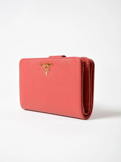 Shop Prada Saffiano Zip Around Wallet In 68z Fuoco