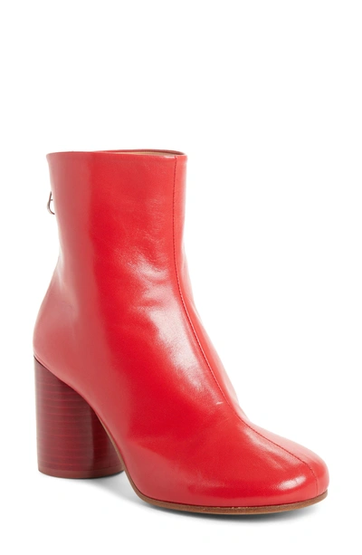 Shop Maison Margiela Round Heel Ankle Boot In Red