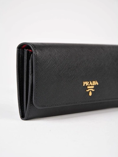 Shop Prada Saffiano Multicolor Wallet In 61h Nero+ibisco