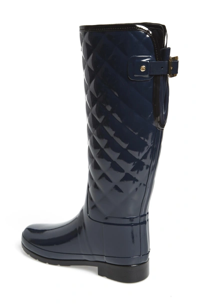 Shop Hunter Original Refined High Gloss Quilted Rain Boot In Navy