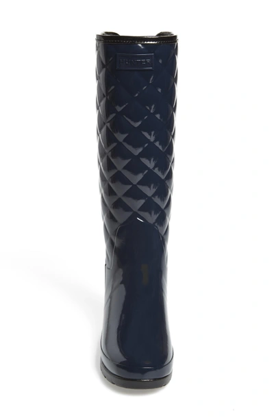 Shop Hunter Original Refined High Gloss Quilted Rain Boot In Navy