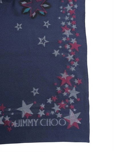 Shop Jimmy Choo Metallic Stars Foulard In Blu