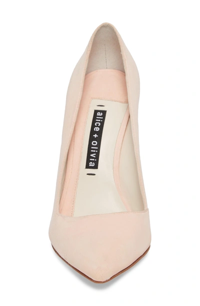 Shop Alice And Olivia Dina 95 Whipstitch Pointy Toe Pump In Perfect Pink Suede
