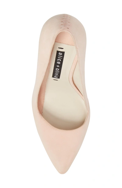 Shop Alice And Olivia Dina 95 Whipstitch Pointy Toe Pump In Perfect Pink Suede