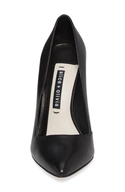 Shop Alice And Olivia Dina 95 Whipstitch Pointy Toe Pump In Black