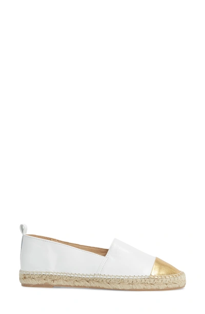 Shop Patricia Green Lynn Cap Toe Espadrille In White/ Gold Leather