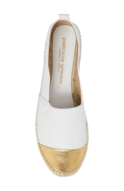Shop Patricia Green Lynn Cap Toe Espadrille In White/ Gold Leather