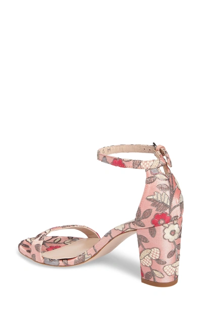 Shop Stuart Weitzman Nearlynude Ankle Strap Sandal In Rose Blossom Embroidery