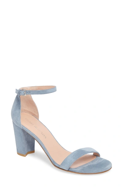 Shop Stuart Weitzman Nearlynude Ankle Strap Sandal In Jeans Suede