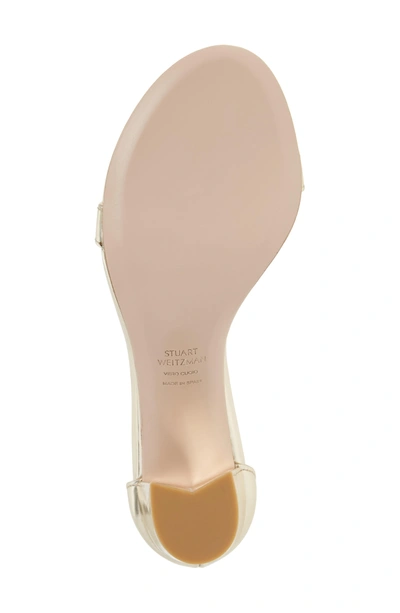 Shop Stuart Weitzman Nearlynude Ankle Strap Sandal In Pale Gold Glass