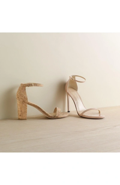 Shop Stuart Weitzman Nearlynude Ankle Strap Sandal In Caramel Seda Suede