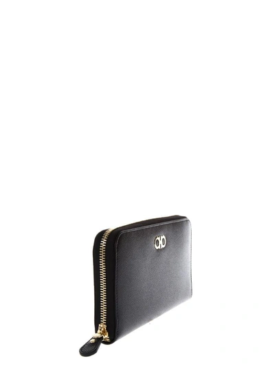 Shop Ferragamo Gancini Leather Continental Wallet In Black