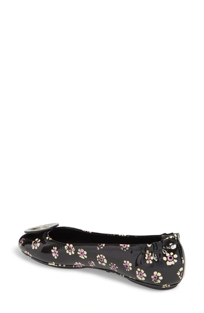 Shop Tory Burch 'minnie' Travel Ballet Flat In Black Stamped Floral
