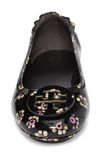 Shop Tory Burch 'minnie' Travel Ballet Flat In Black Stamped Floral