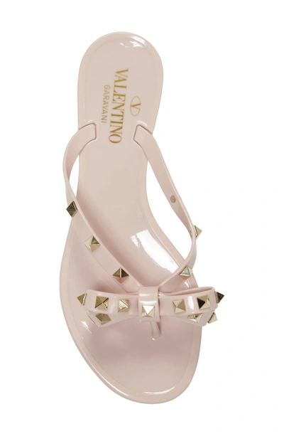 Shop Valentino 'rockstud' Flip Flop In Water Rose