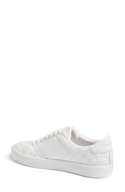 Shop Burberry Check Quilted Leather Sneaker In Optic White