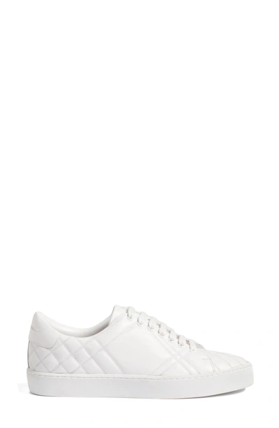 Shop Burberry Check Quilted Leather Sneaker In Optic White
