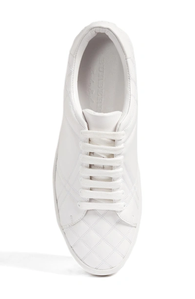 Shop Burberry Check Quilted Leather Sneaker In Optic White