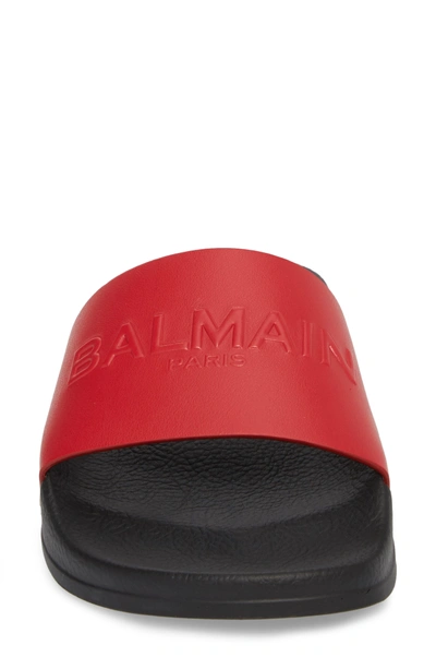 Shop Balmain Calypso Logo Strap Slide Sandal In Red