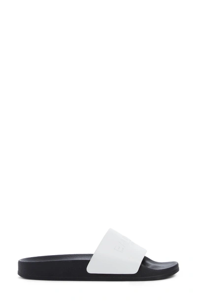 Shop Balmain Calypso Logo Strap Slide Sandal In White