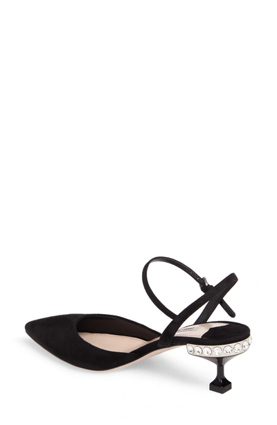 Shop Miu Miu Embellished Heel Slingback Pump In Black