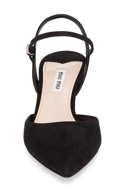 Shop Miu Miu Embellished Heel Slingback Pump In Black