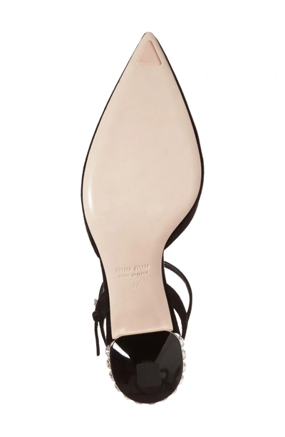 Shop Miu Miu Embellished Heel Slingback Pump In Black