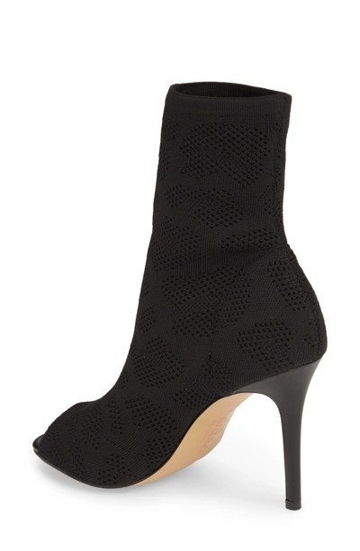 Shop Charles By Charles David Ranger Sock Knit Open Toe Bootie In Black Stretch Fabric