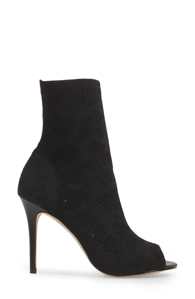 Shop Charles By Charles David Ranger Sock Knit Open Toe Bootie In Black Stretch Fabric